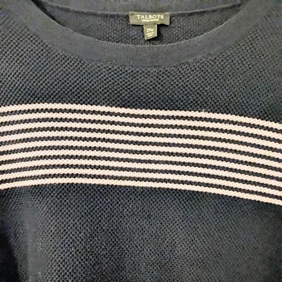 Talbots Pink Striped Navy Blue 3/4 Sleeve‎ Knit Top Tunic 2X Petite - Picture 4 of 5